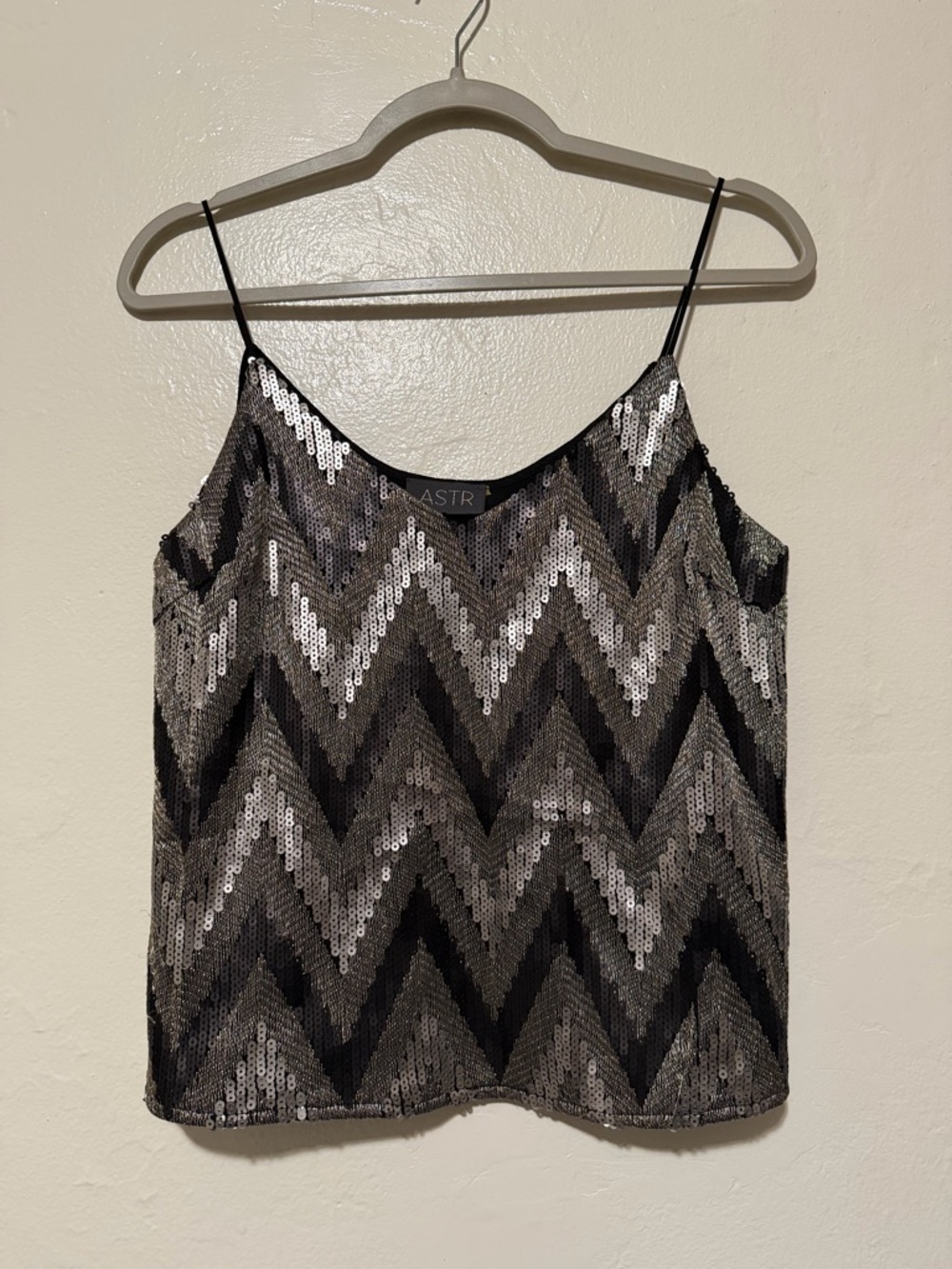 ASTR Olive, Black & Silver Chevron Sequin Cami